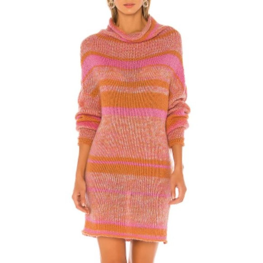 Free People NWT Candy Stripe Alpaca Blend Tunic In Flowers Combo S